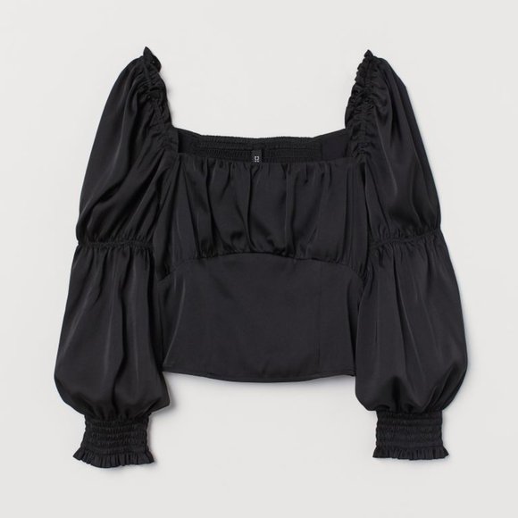 H&M SATIN BLOUSE with a square neckline S - Picture 1 of 3